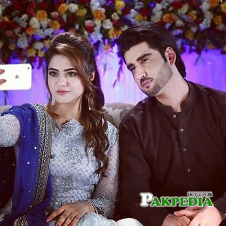 Namrah Shahid with Agha Ali while shooting Khaati Meethi Lovestory