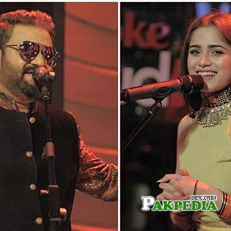 Sahir Ali Bagga Aima Baig on sets of Coke studio