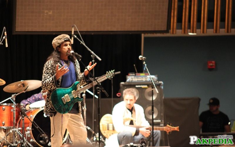 The band Junoon performing live .