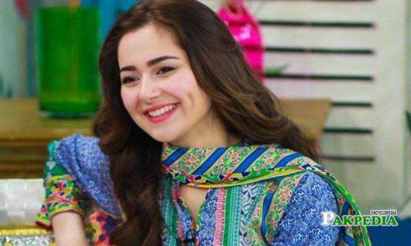 Hania in a morning show for the promotion of her film Janaan