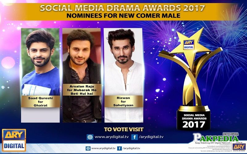 Arsalan nominated for a best new comer for social media awards