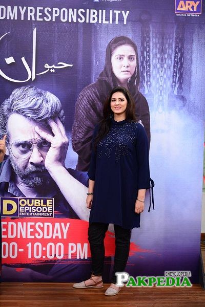 Savera while promoting her drama serial