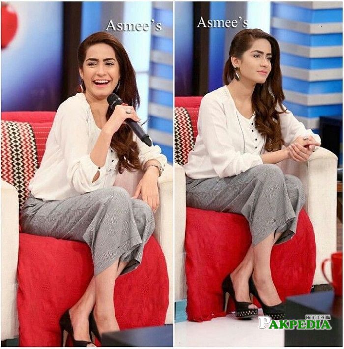 Faria Sheikh during an interview in a show