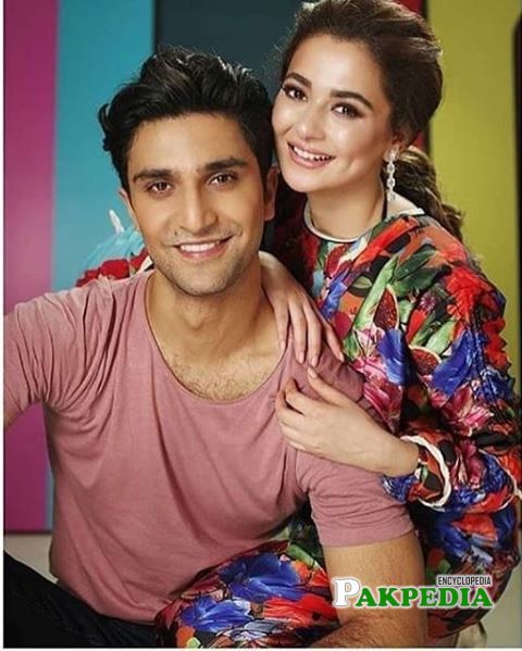 Hania amir with ahad during a photoshoot for their film