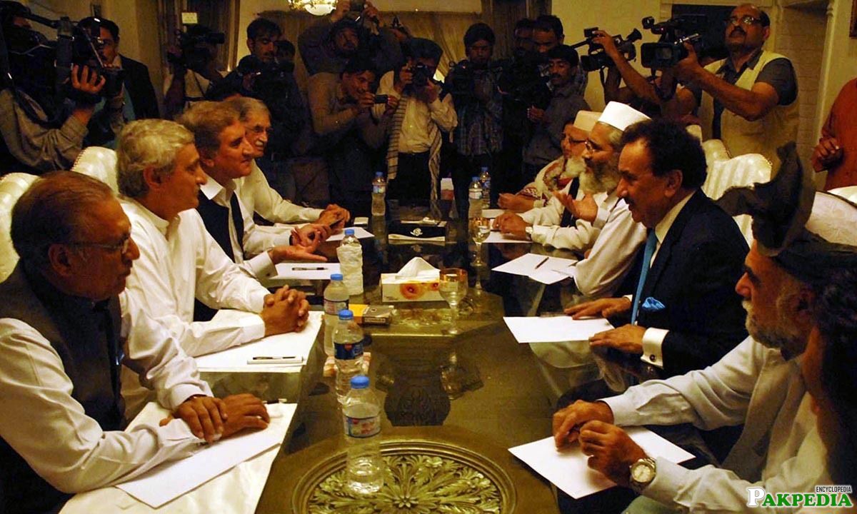 Committees of PTI and Government Sitting During Meeting at the Residence of Senator Rehman Malik