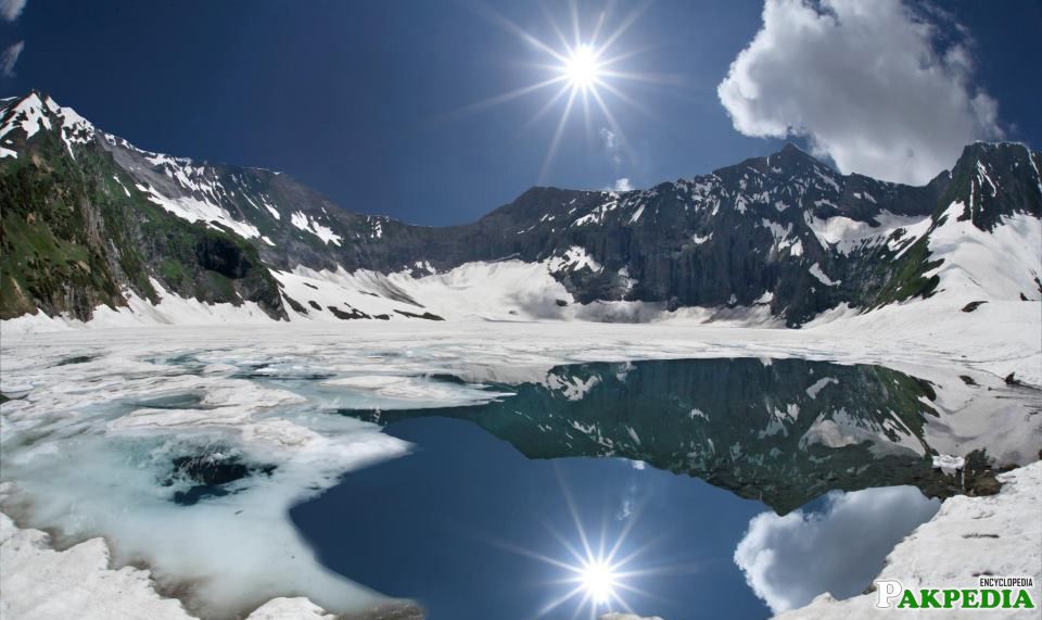 Lake is Frozen in Winter in Neelam Valley